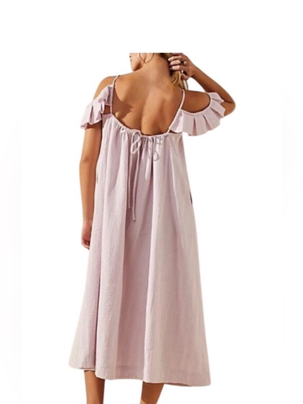 Free People Tamara Lilac Open Back Seersucker Midi/Maxi Dress - Picture 2 of 16